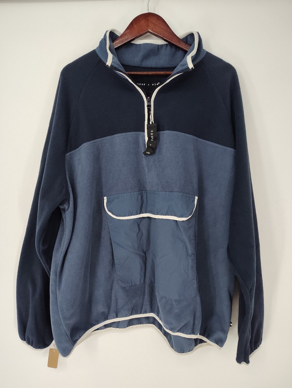 Edgar + Ash NWT Men's Two-Tone Navy Half-Zip Fleece Pullover Jacket Size 2XL
